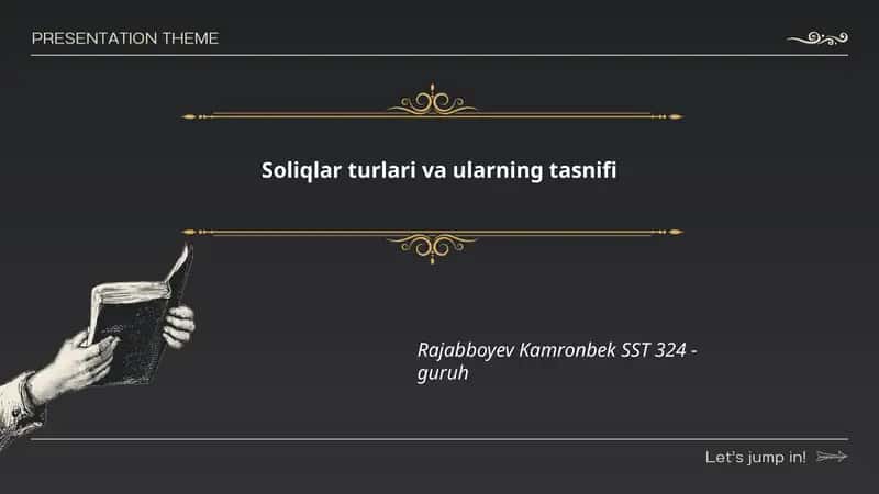 Soliqlar turlari va ularning tasnifi