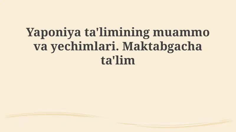 Yaponiyaning maktabgacha ta'limi