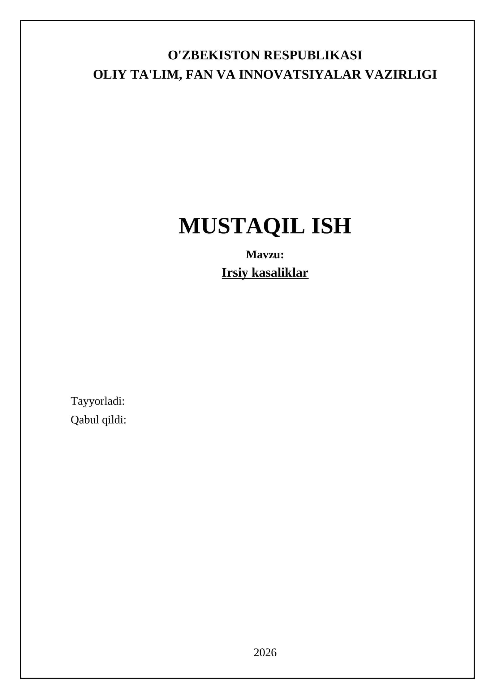 Irsiy kasalliklar
