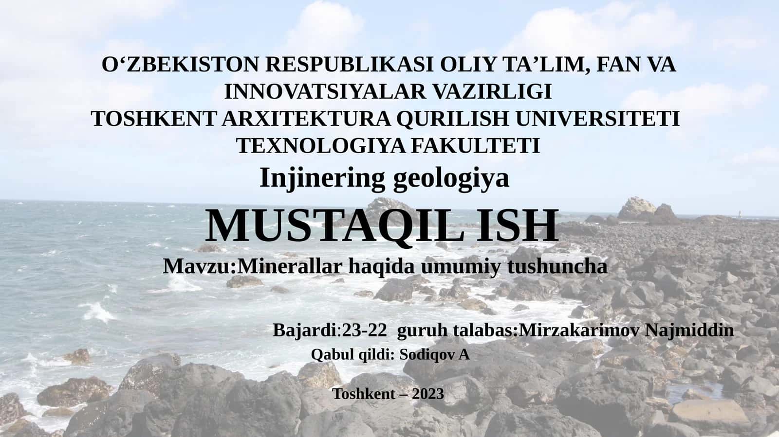 Minerallar haqida umumiy tushuncha