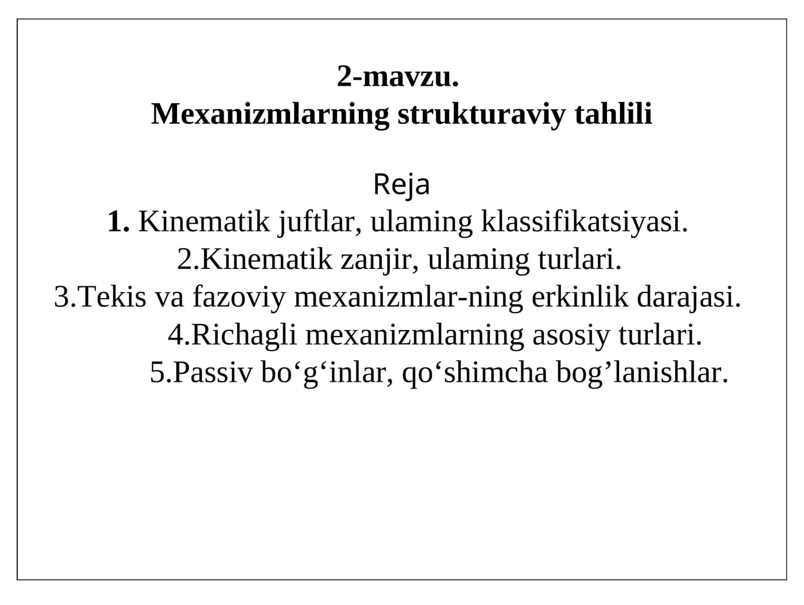 Mexanizmlarning strukturaviy tahlili