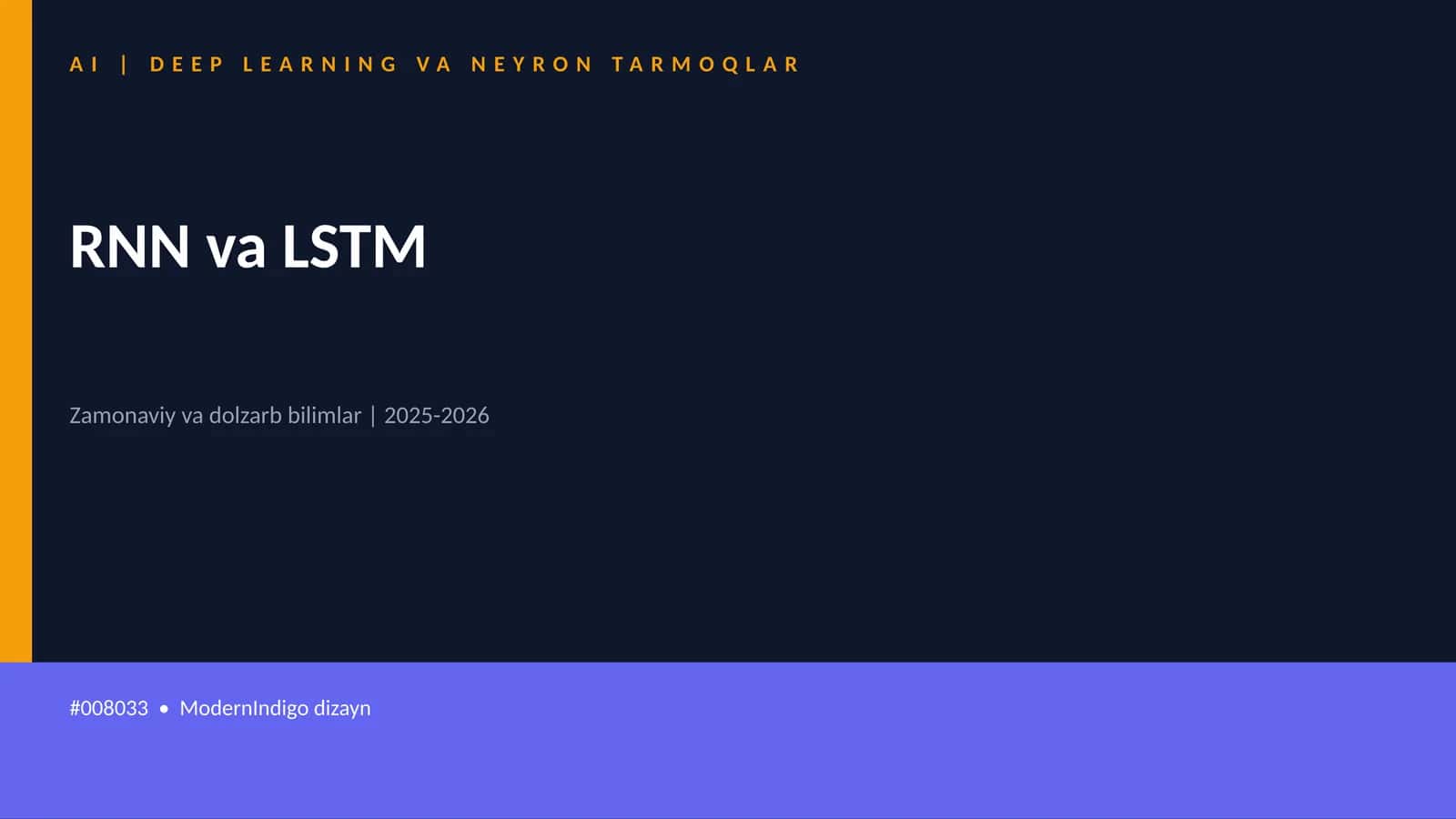 AI | DEEP LEARNING VA NEYRON TARMOQLAR