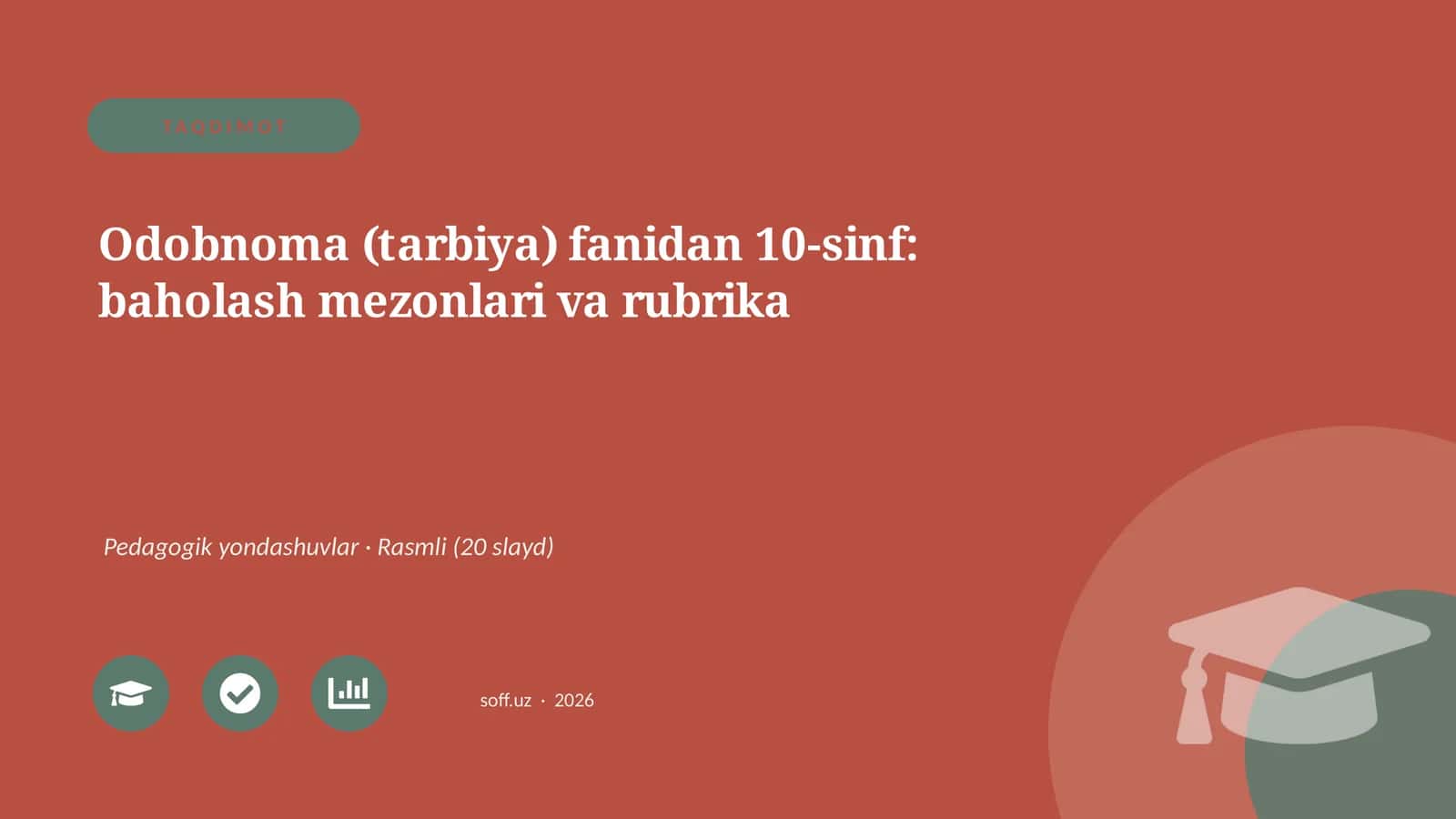 Odobnoma (tarbiya) fanidan 10-sinf: baholash mezonlari va rubrika