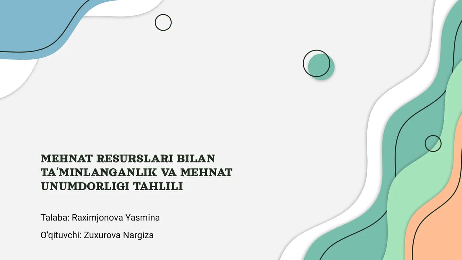 MEHNAT RESURSLARI BILAN TA‘MINLANGANLIK VA MEHNAT UNUMDORLIGI TAHLILI