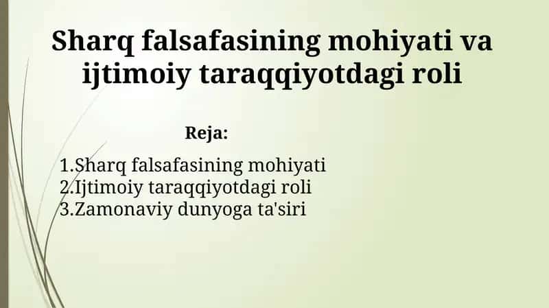 Sharq falsafasining mohiyati