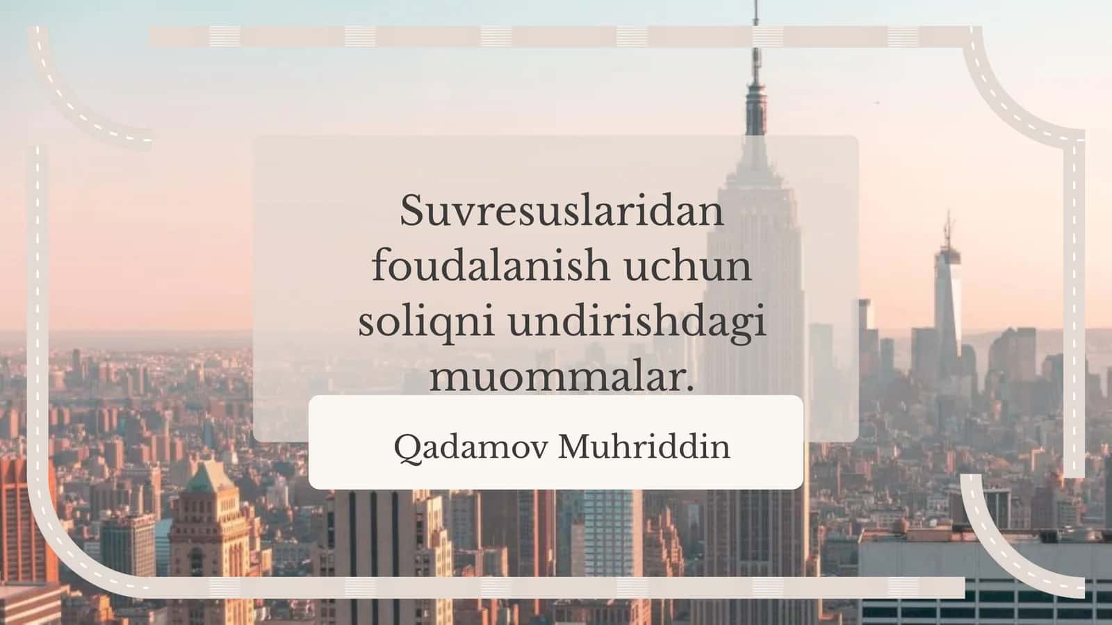 Suvresuslaridan foudalanish uchun soliqni undirishdagi muommalar