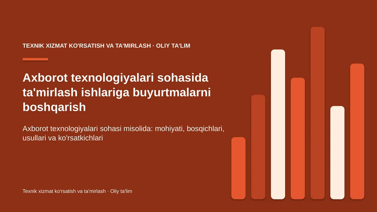 Axborot texnologiyalari sohasida ta'mirlash ishlariga buyurtmalarni boshqarish