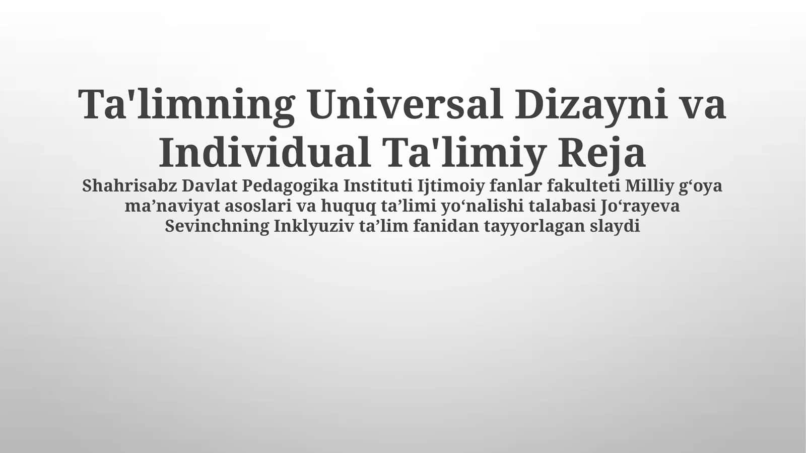 Individual Ta'lim Dasturi (ITD)