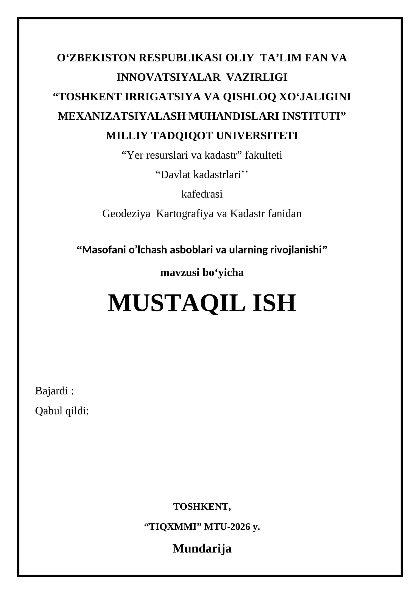 Masofani o’lchash asboblari va ularning rivojlanishi