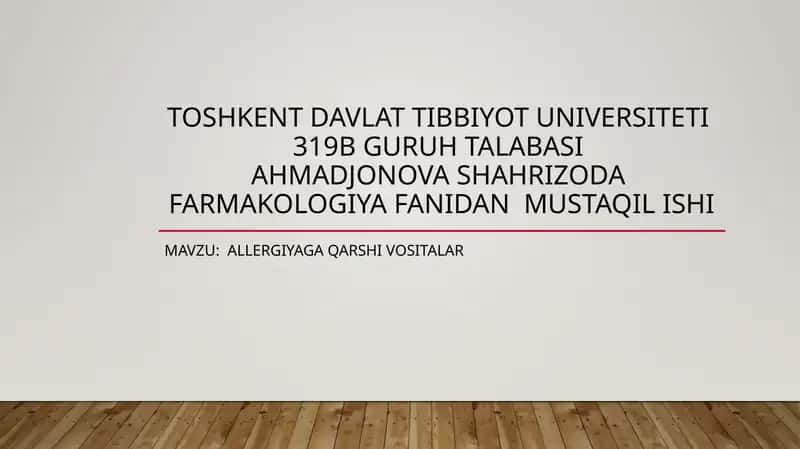 Allergiyaga qarshi vositalar