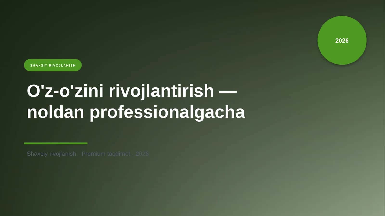 O'z-o'zini rivojlantirish — noldan professionalgacha