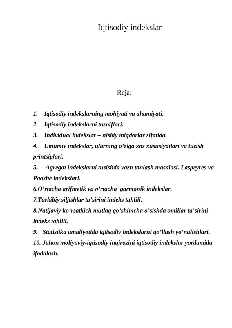 Iqtisodiy indekslar