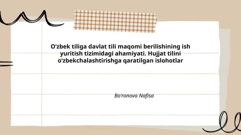 Davlat tili maqomini ish yuritish tizimiga joriy etishning huquqiy negizi