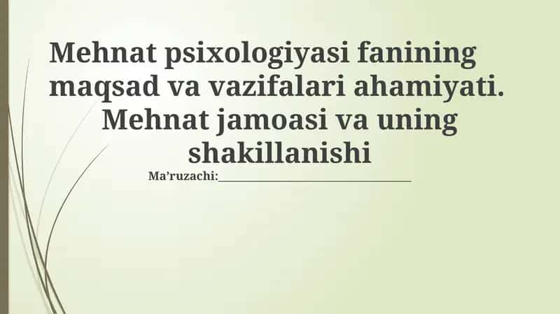 Mehnat psixologiyasi