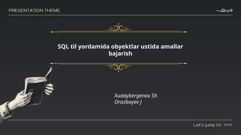 SQL til yordamida obyektlar ustida amallar bajarish