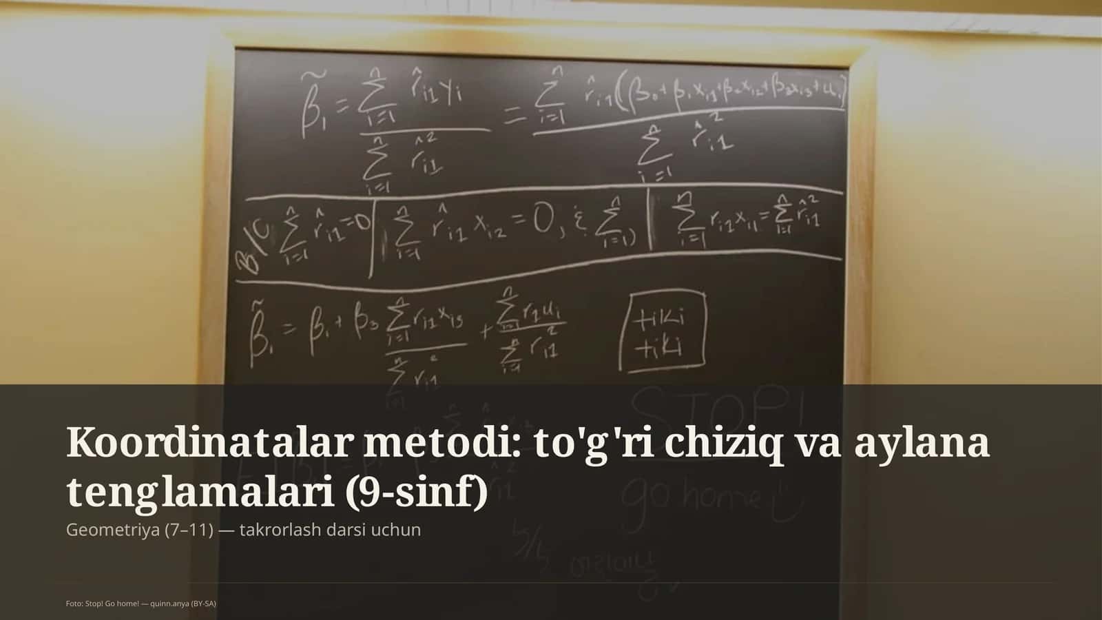 Koordinatalar metodi: to'g'ri chiziq va aylana tenglamalari (9-sinf)