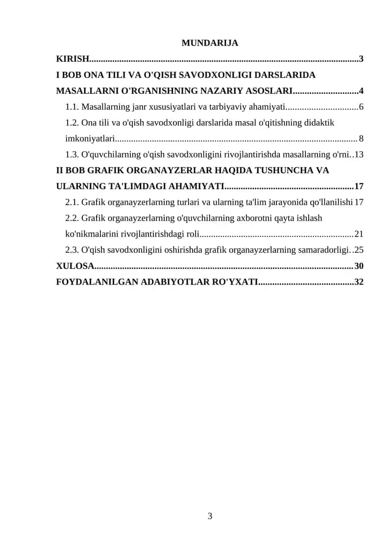Masallarning O'qitilishi