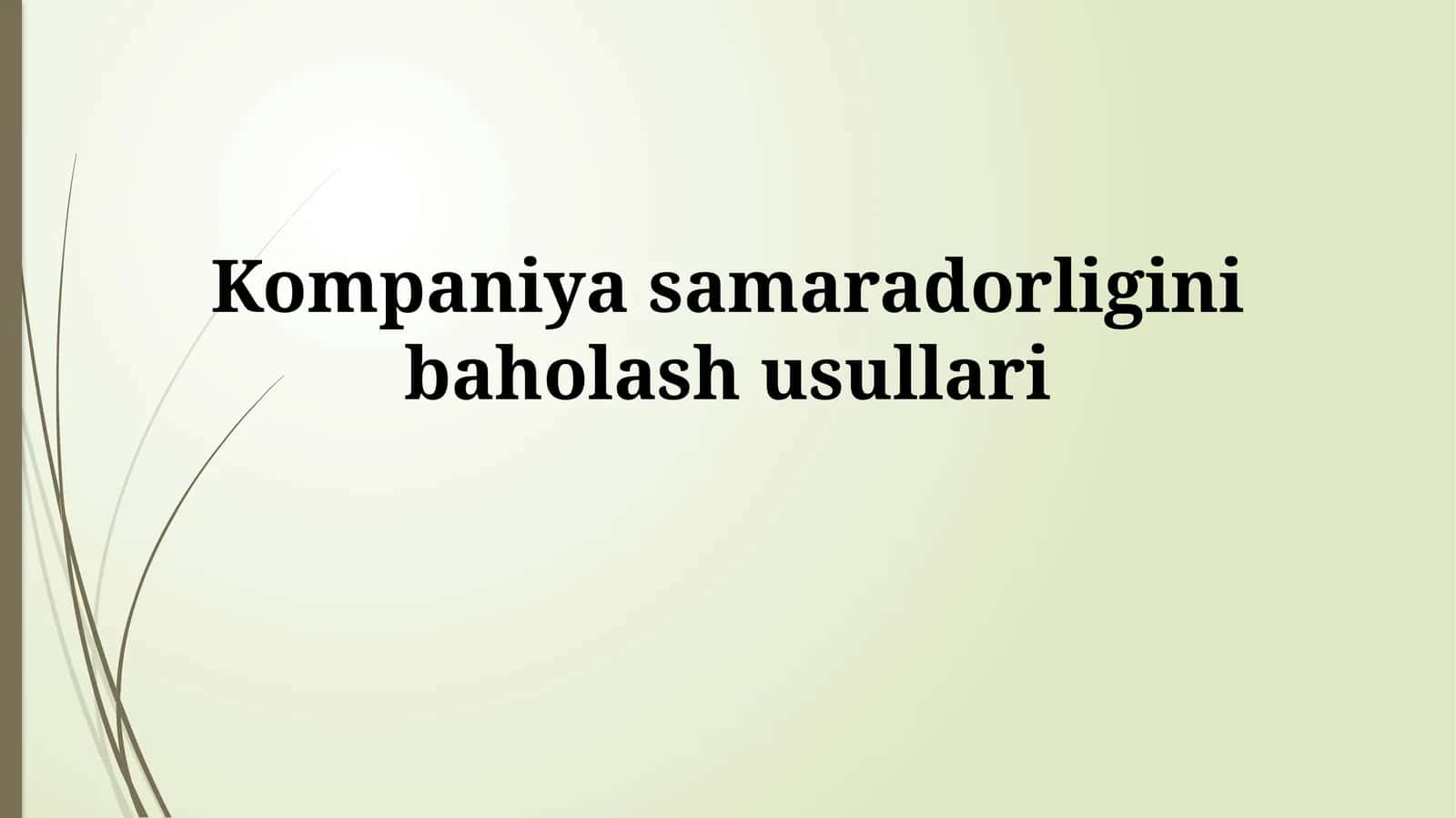 Kompaniyaning samaradorligini baholash usullari