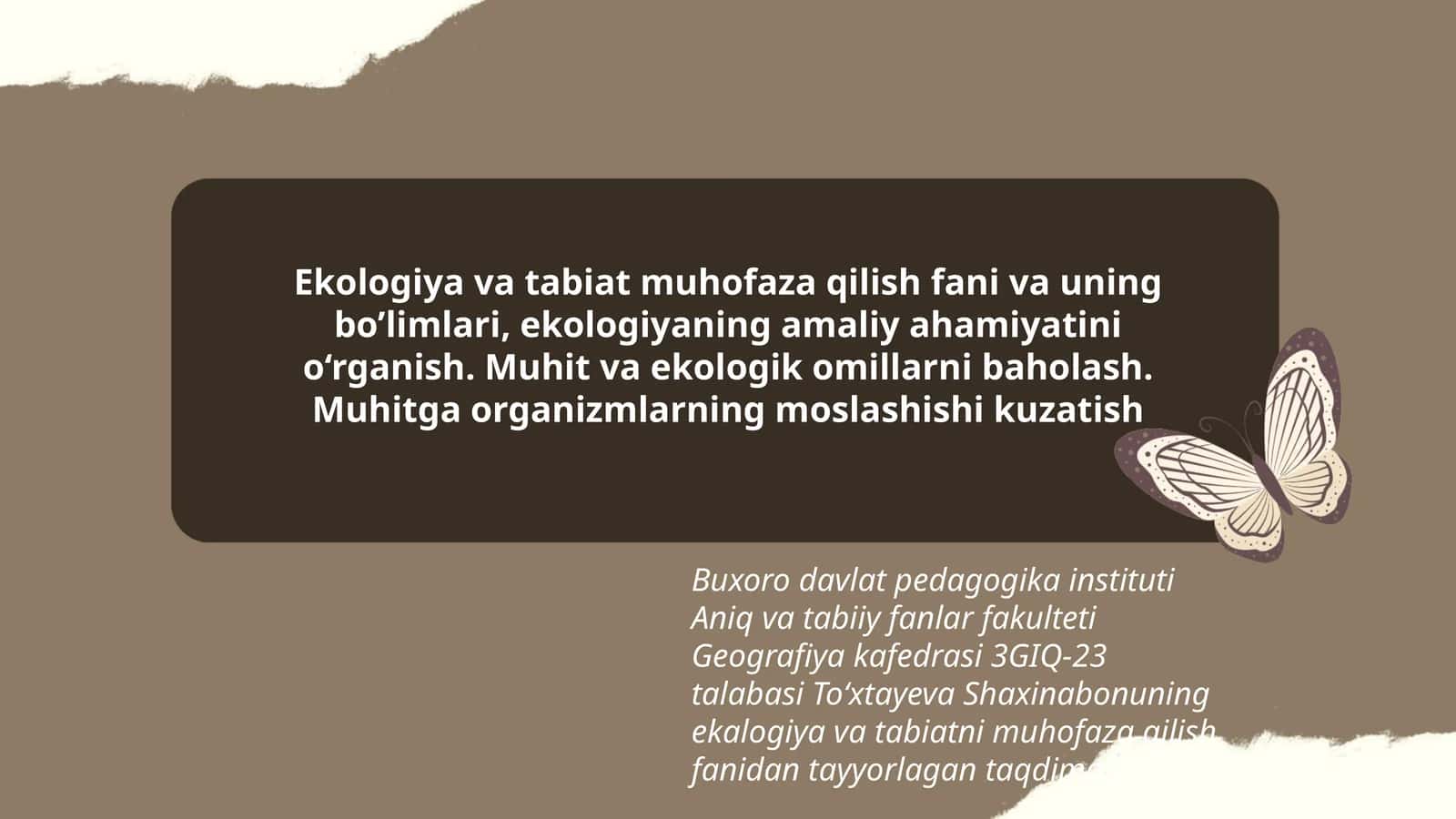 Ekologiya va tabiat muhofaza qilish fanlari