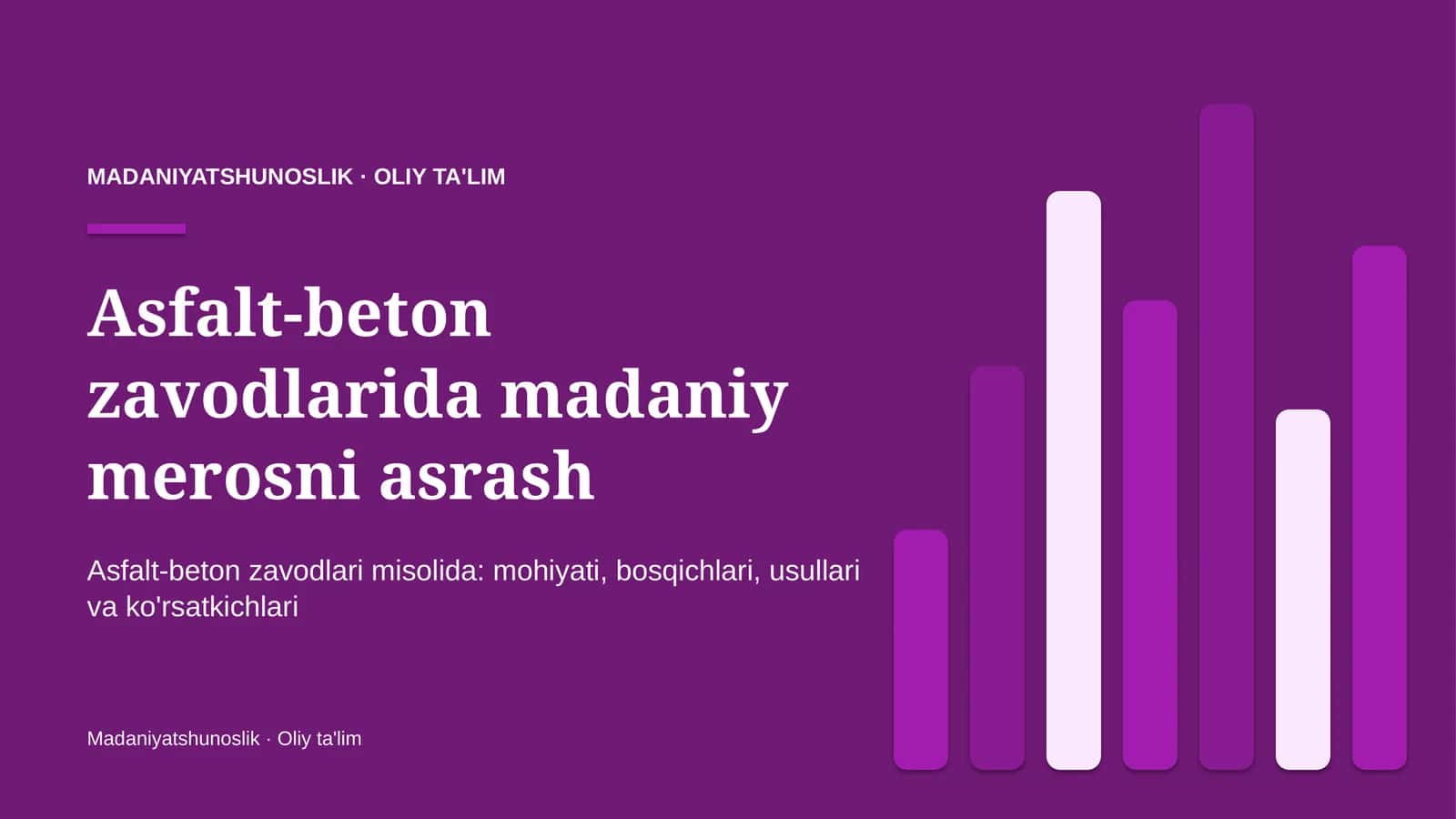 Asfalt-beton zavodlarida madaniy merosni asrash