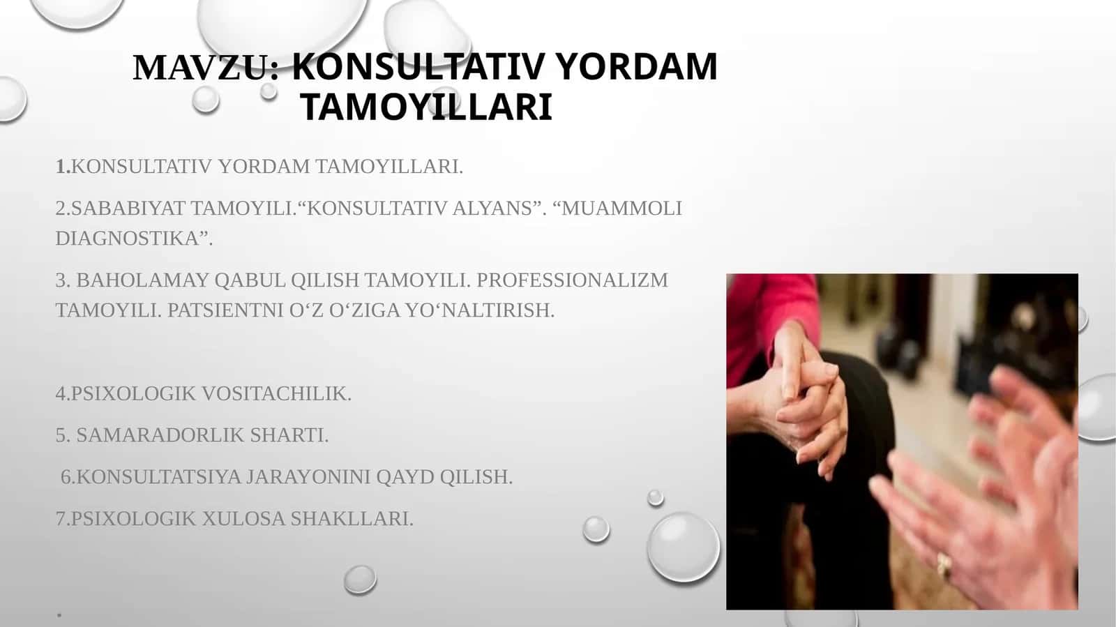 KONSULTATIV YORDAM TAMOYILLARI