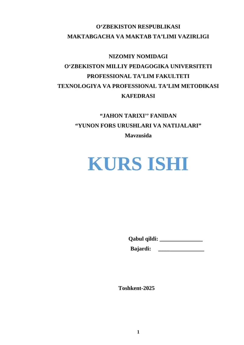 YUNON FORS URUSHLARI VA NATIJALARI