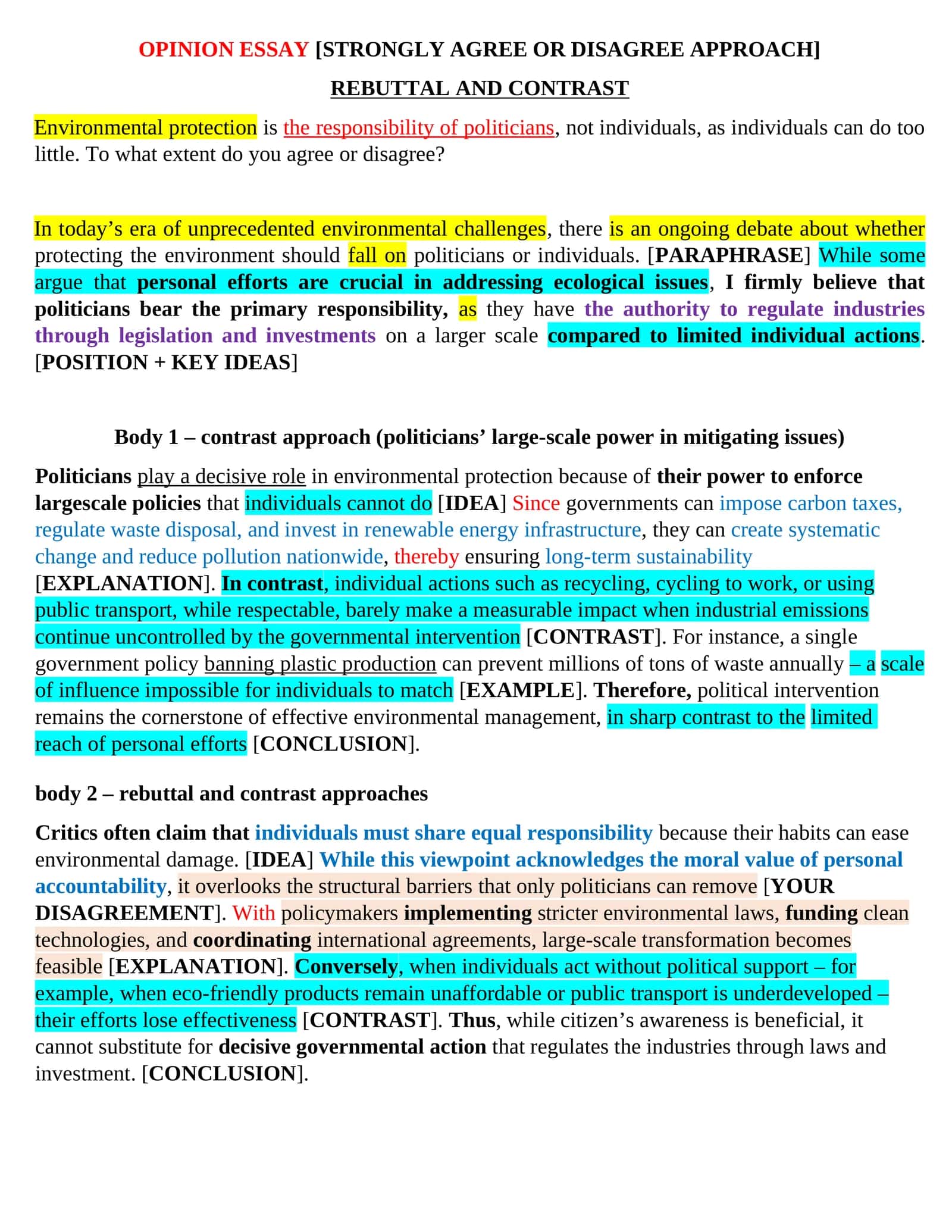 OPINION ESSAY [STRONGLY AGREE OR DISAGREE APPROACH]