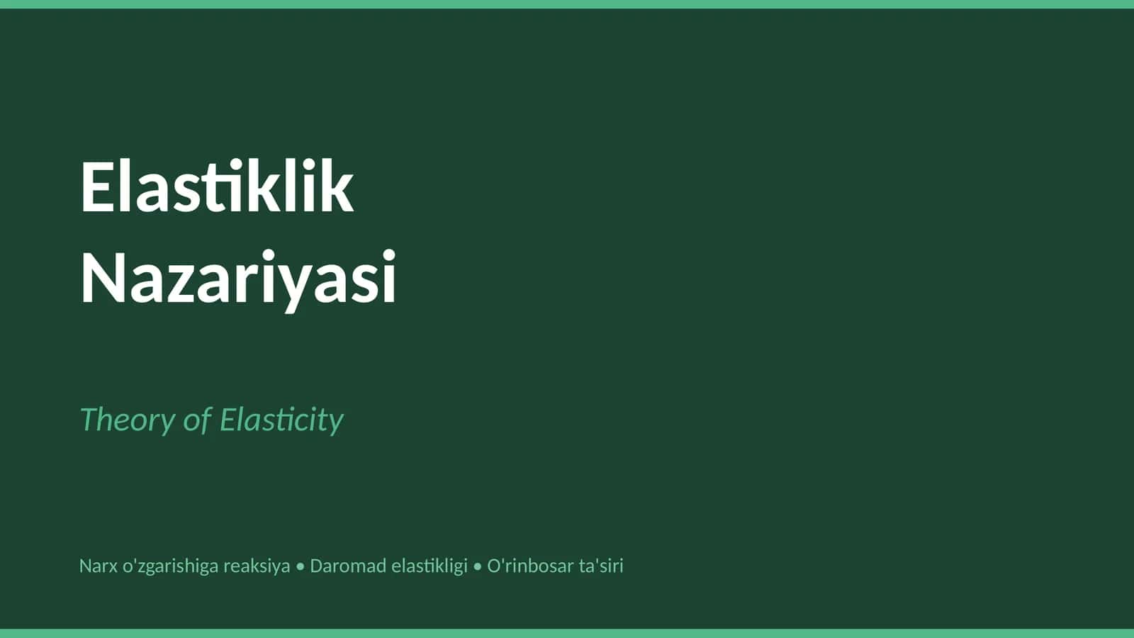 Talab Elastikligi (Price Elasticity of Demand)