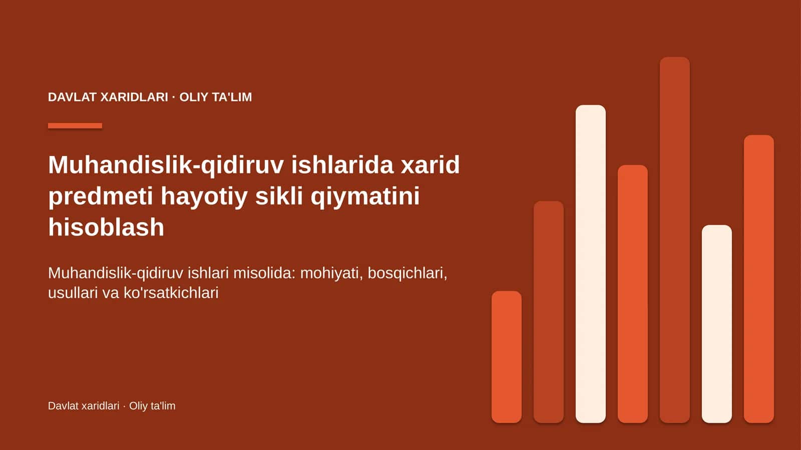 muhandislik qidiruv ishlarida xarid predmeti hayotiy sikli qiymatini hisoblash 6376