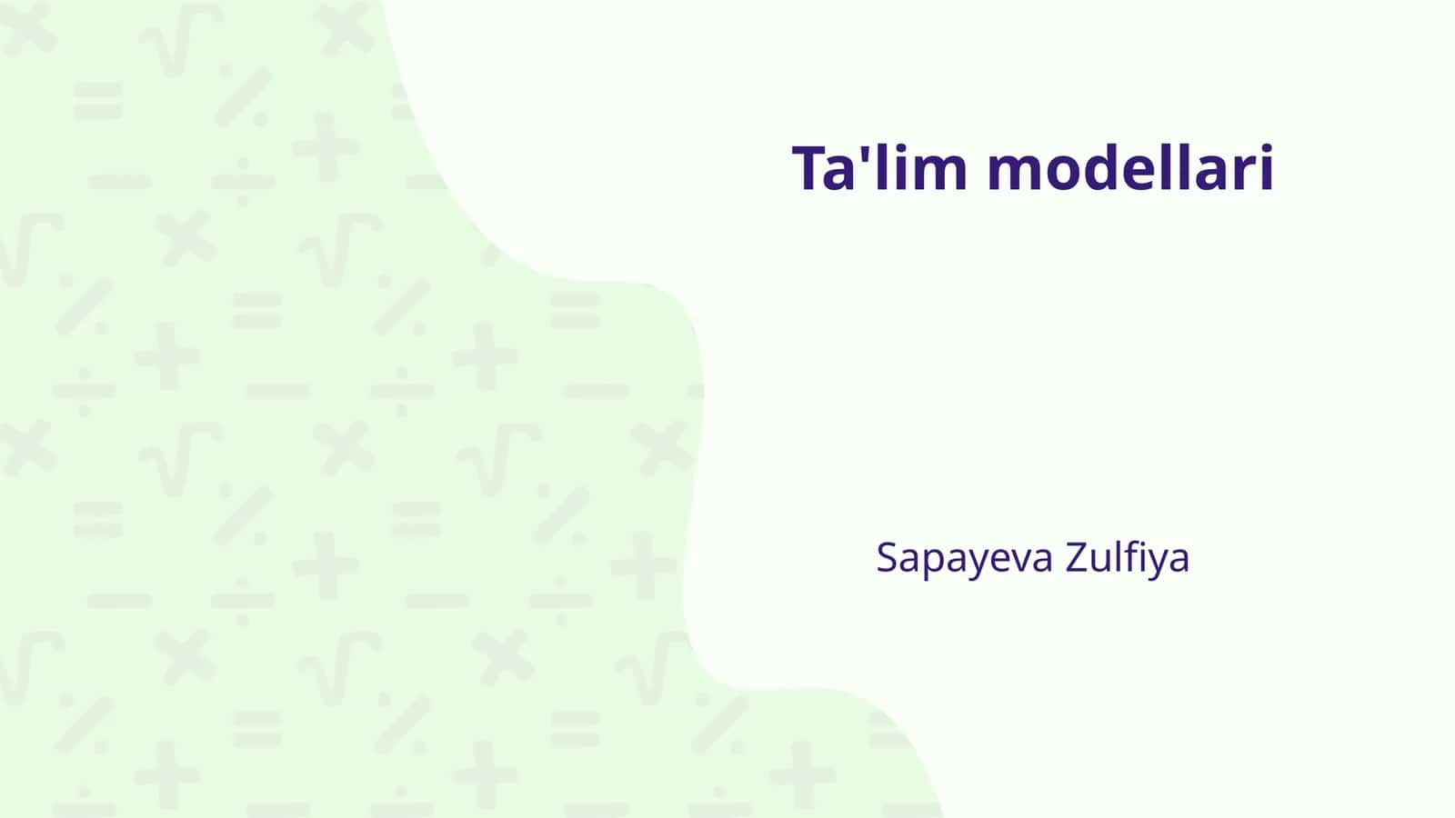 Ta'lim modellari