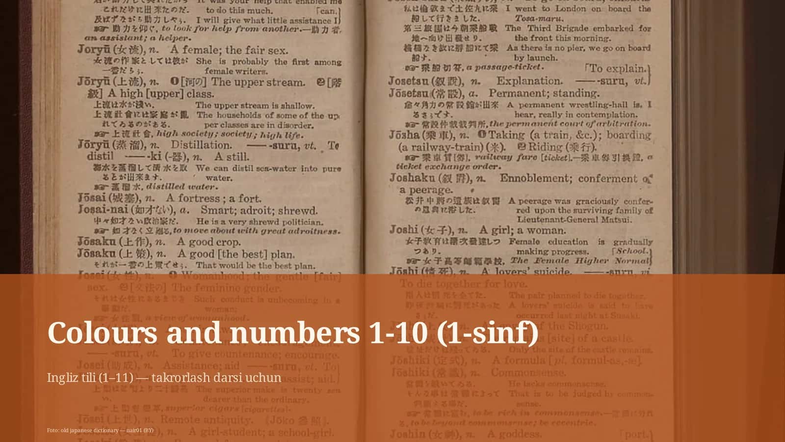 Colours and numbers 1-10 (1-sinf)