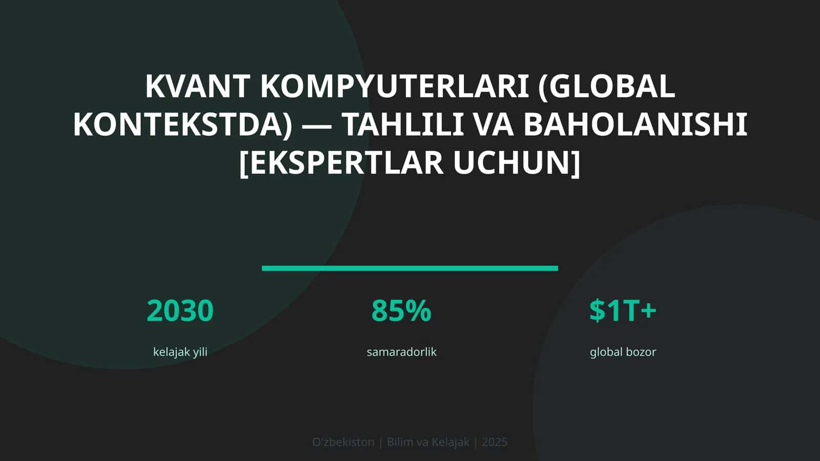 Kvant kompyuterlari (global kontekstda) — taḥlili va baholanishi [ekspertlar uchun]