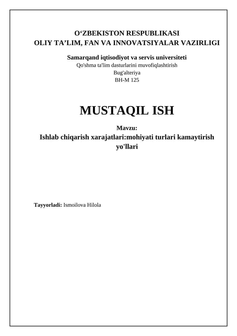 Ishlab chiqarish xarajatlari