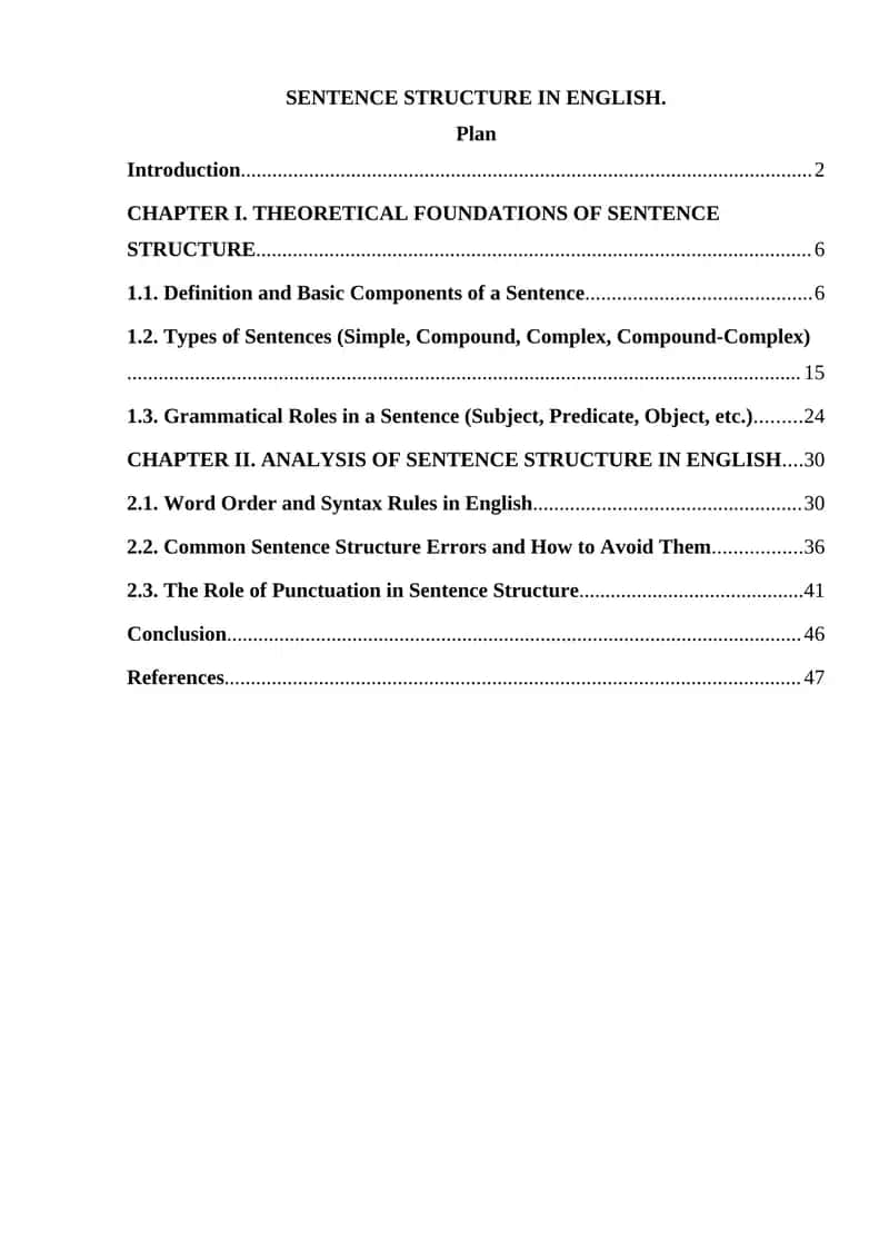 Sentence Structure in English