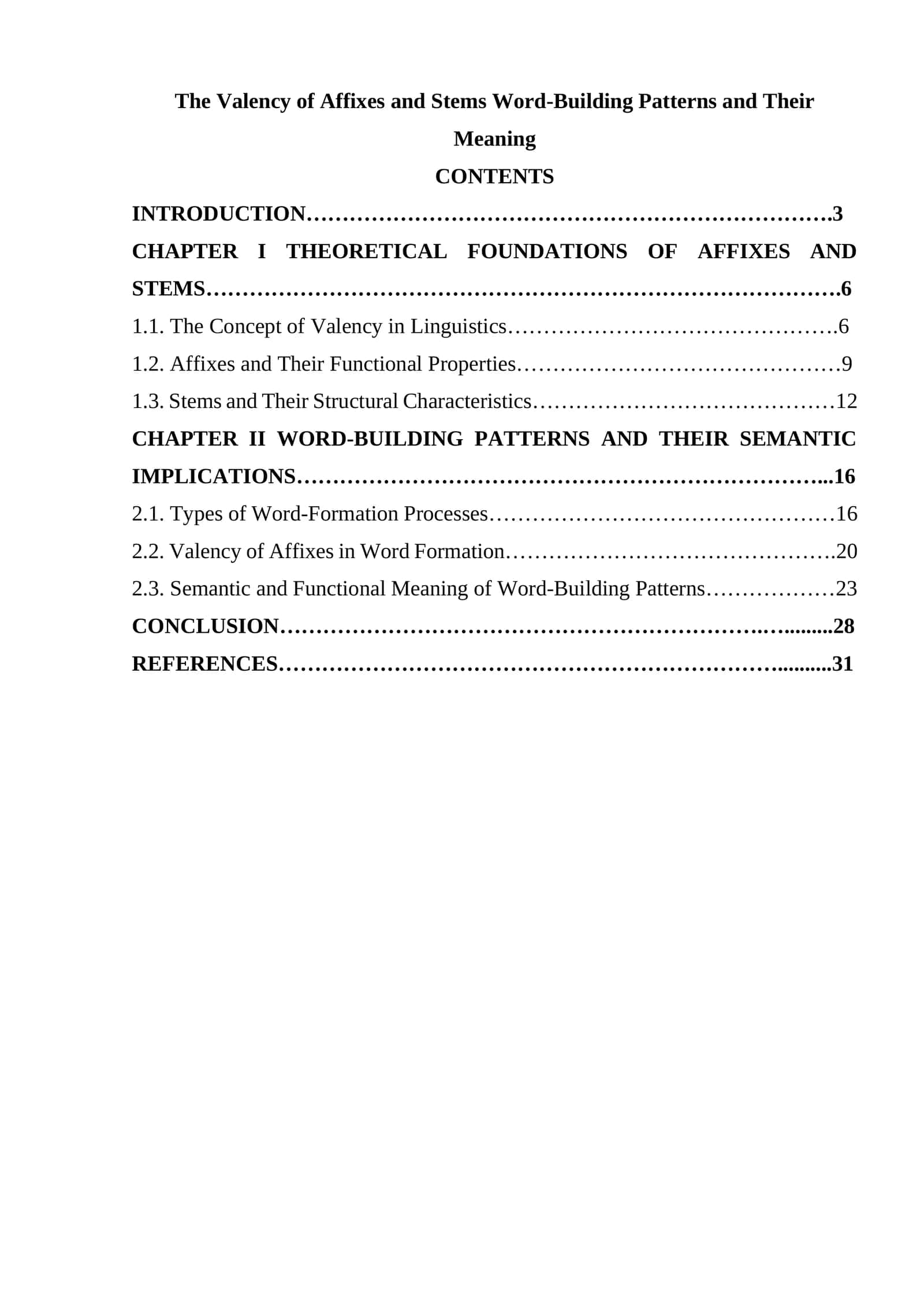 The Valency of Affixes and Stems Word-Building Patterns and Their Meaning