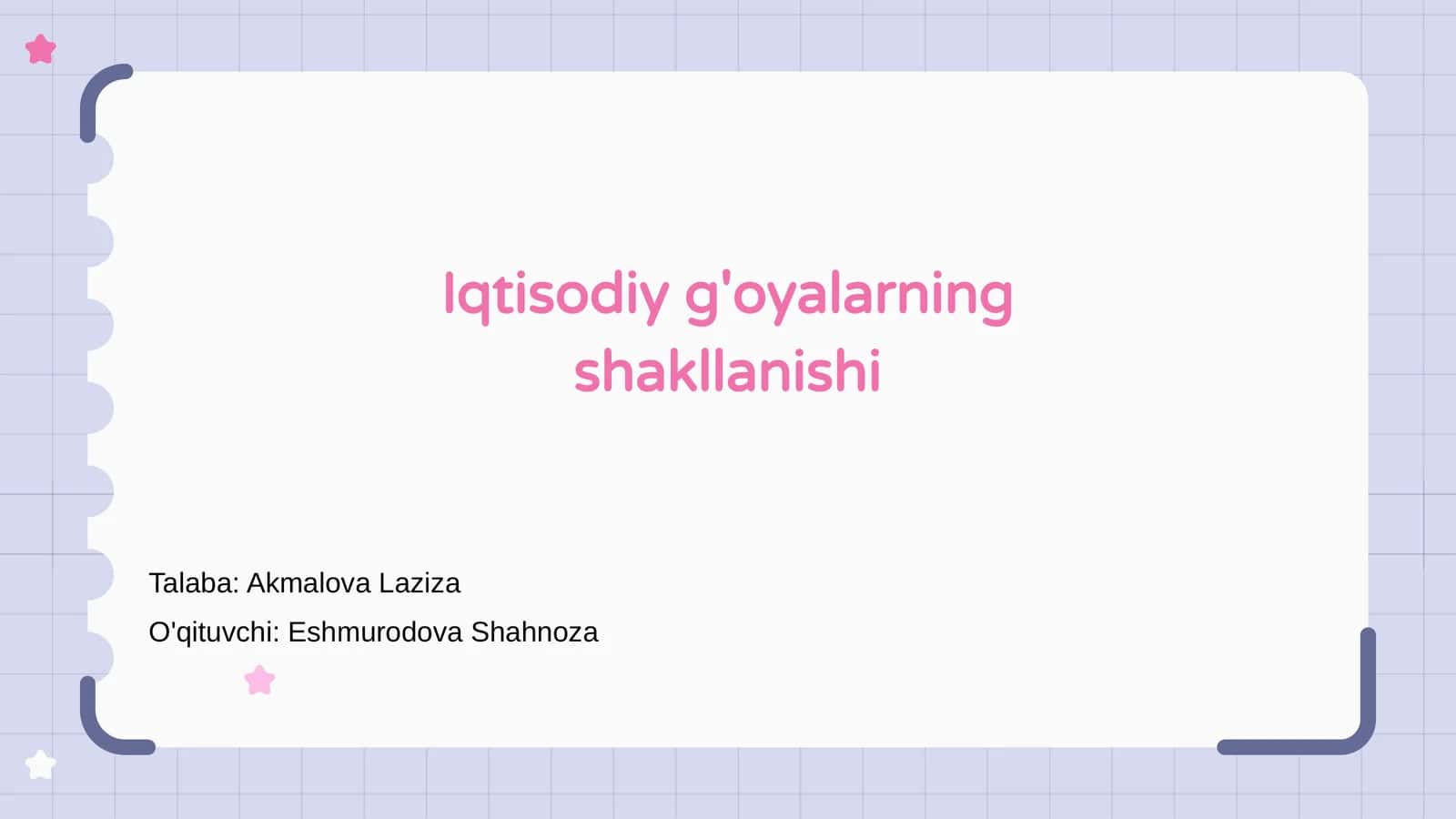 Iqtisodiy g'oyalarning shakllanishi