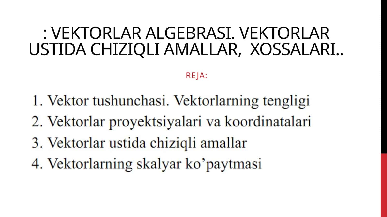 Vektorlar algebrasi