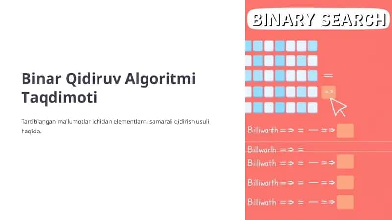 Binar Qidiruv Algoritmi Taqdimoti