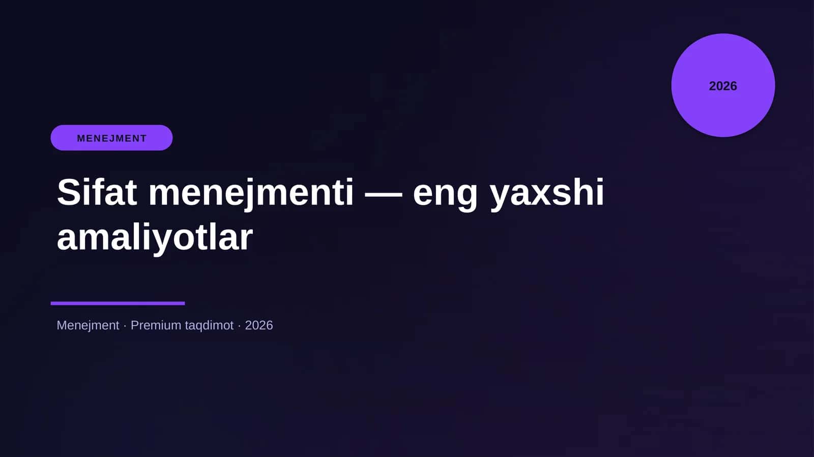 Sifat menejmenti — eng yaxshi amaliyotlar