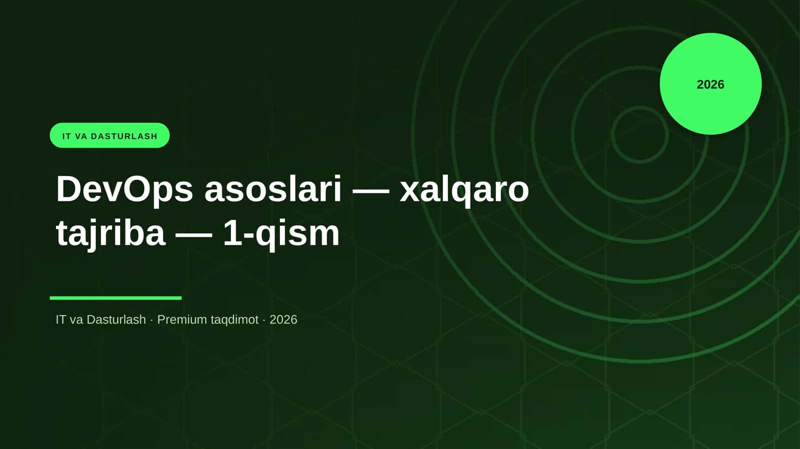 DevOps asoslari — xalqaro tajriba — 1-qism