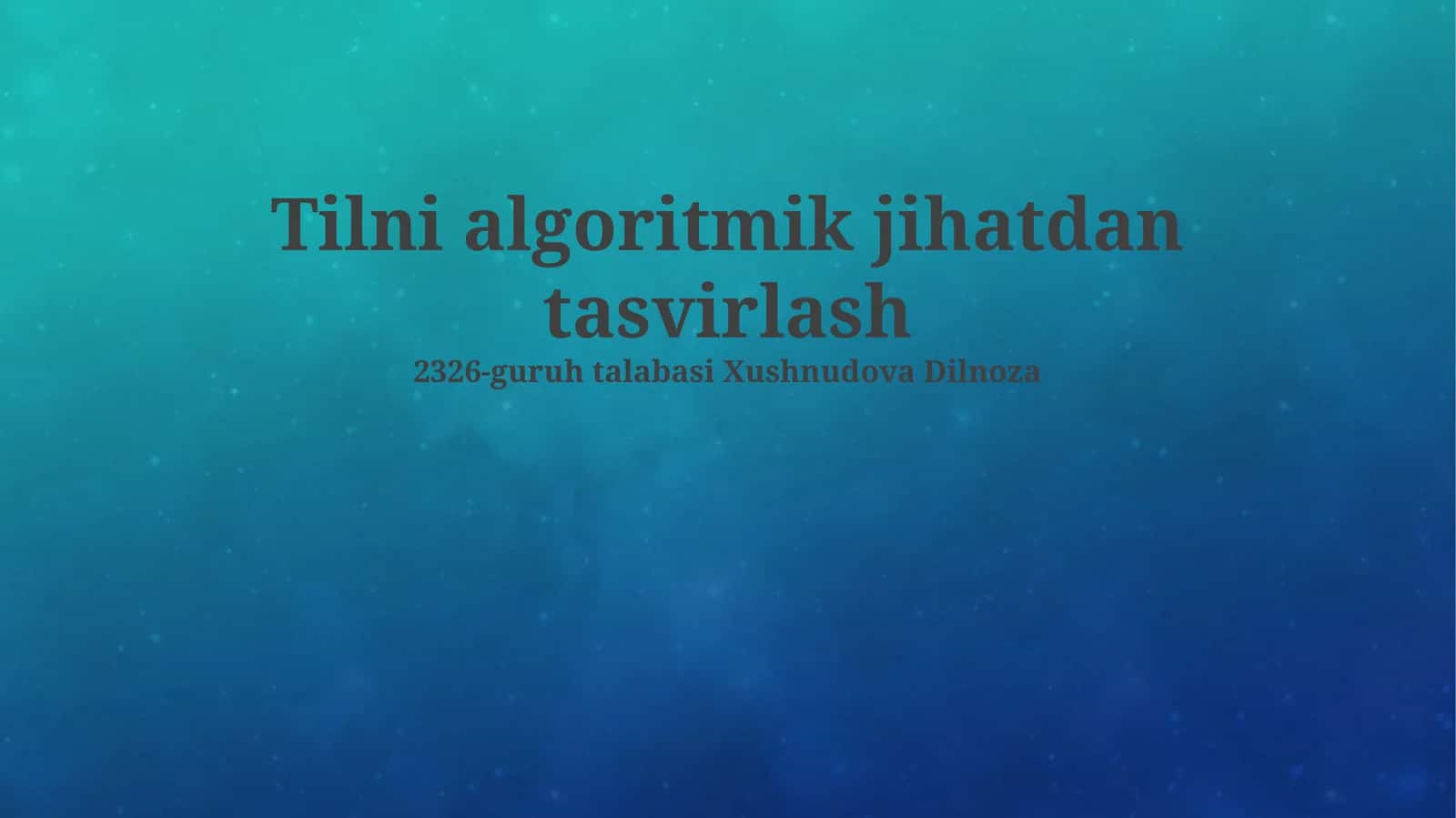 Tilni algoritmik jihatdan tasvirlash
