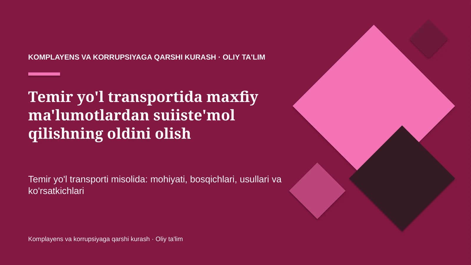 temir yo'l transportida maxfiy ma'lumotlardan suiiste'mol qilishning oldini olish 8637