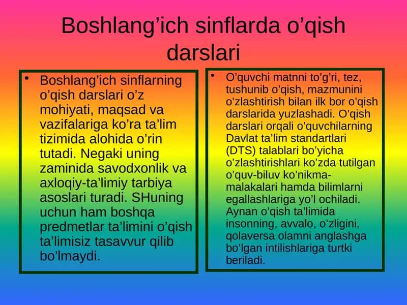 Boshlang’ich sinflar darslari