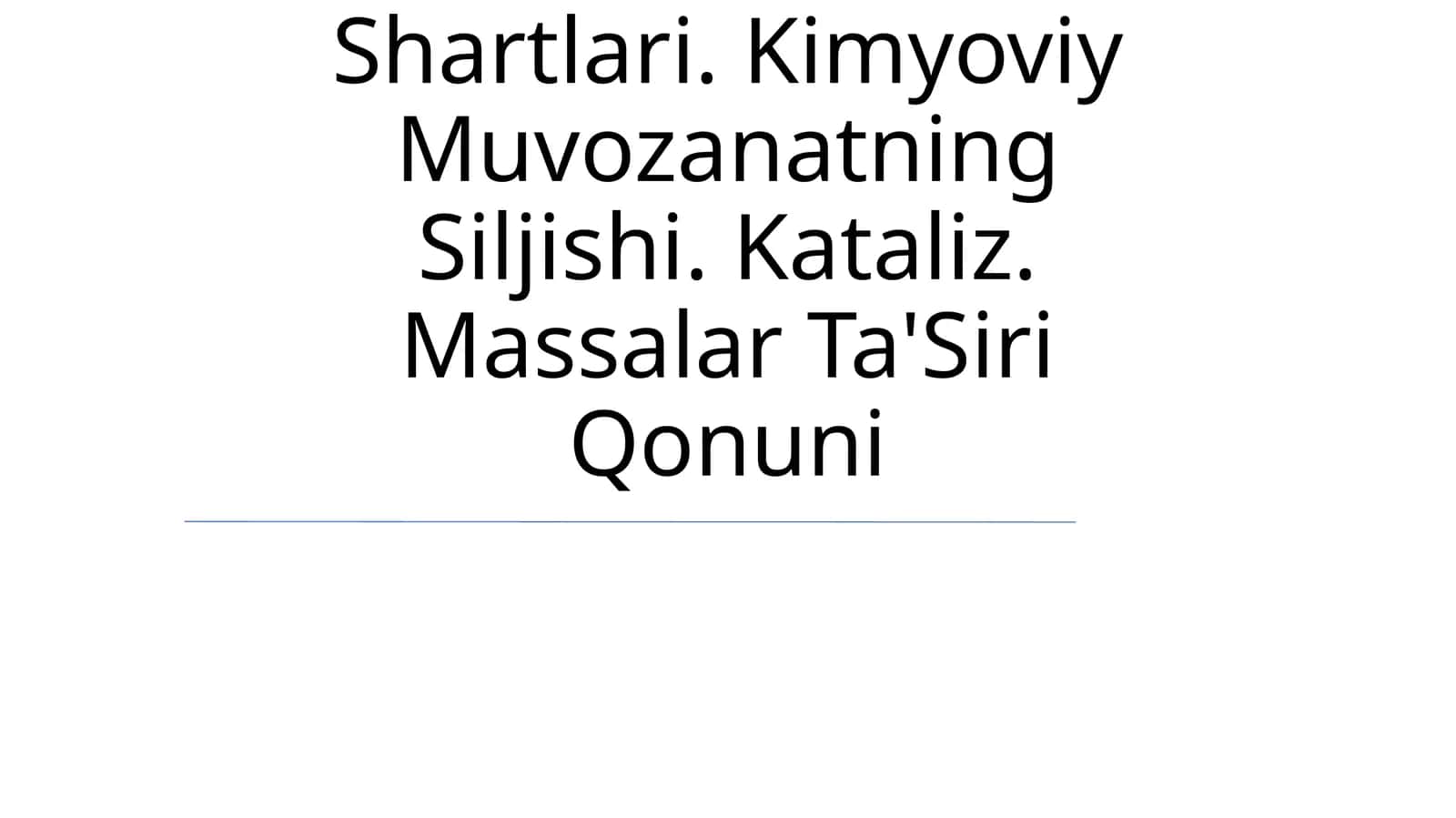 Kimyoviy Muvozanat
