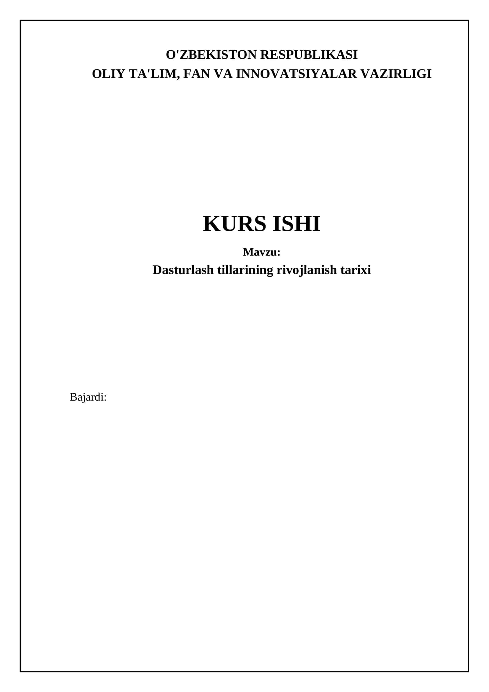 Dasturlash tillarining rivojlanish tarixi