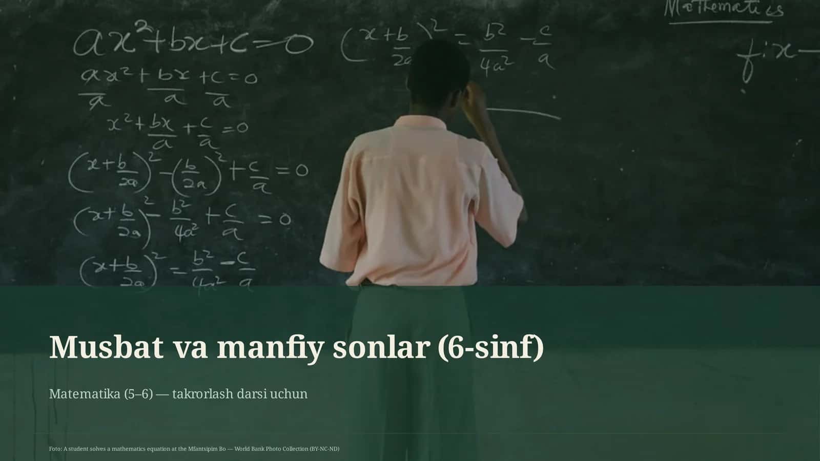 Musbat va manfiy sonlar (6-sinf)