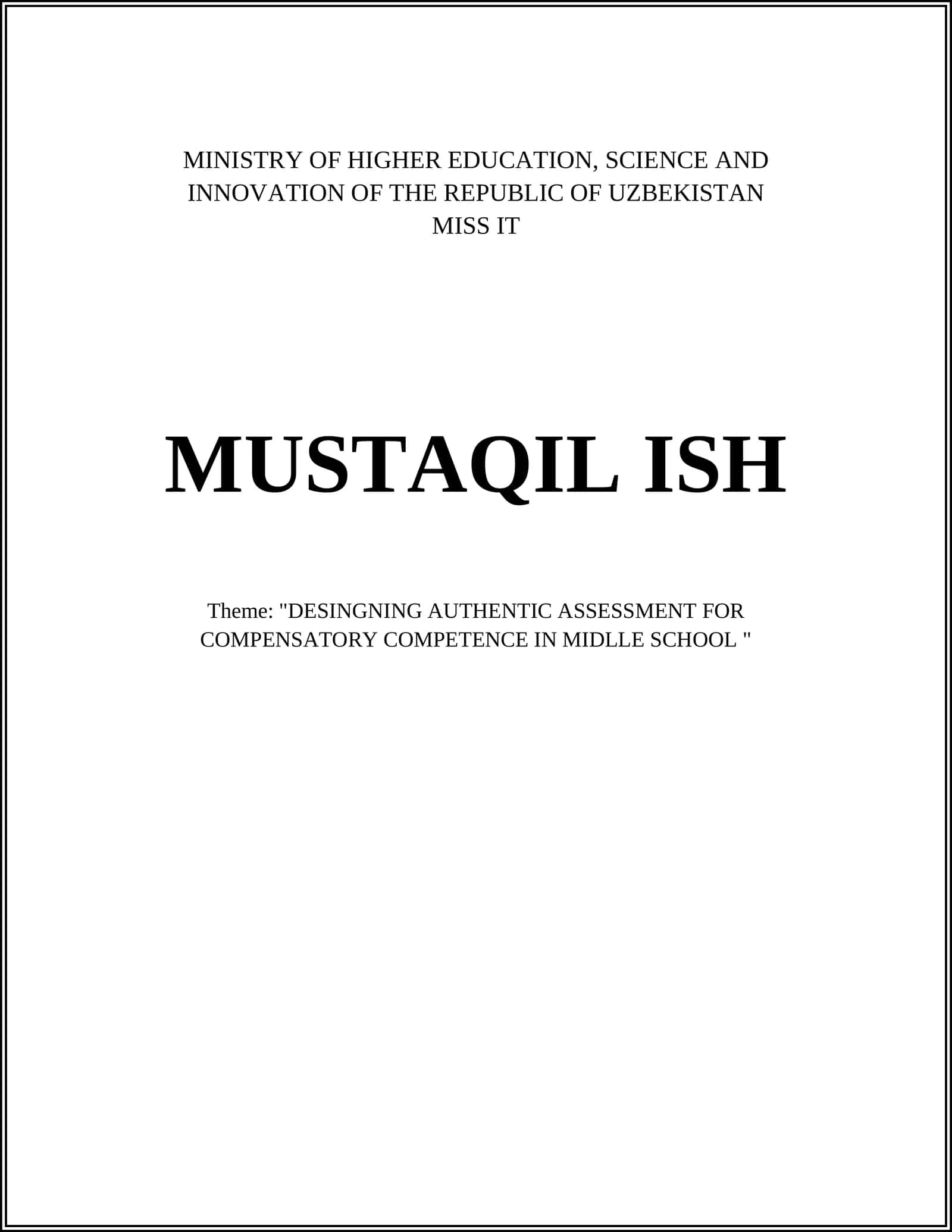 "DESINGNING AUTHENTIC ASSESSMENT FOR COMPENSATORY COMPETENCE IN MIDLLE SCHOOL "