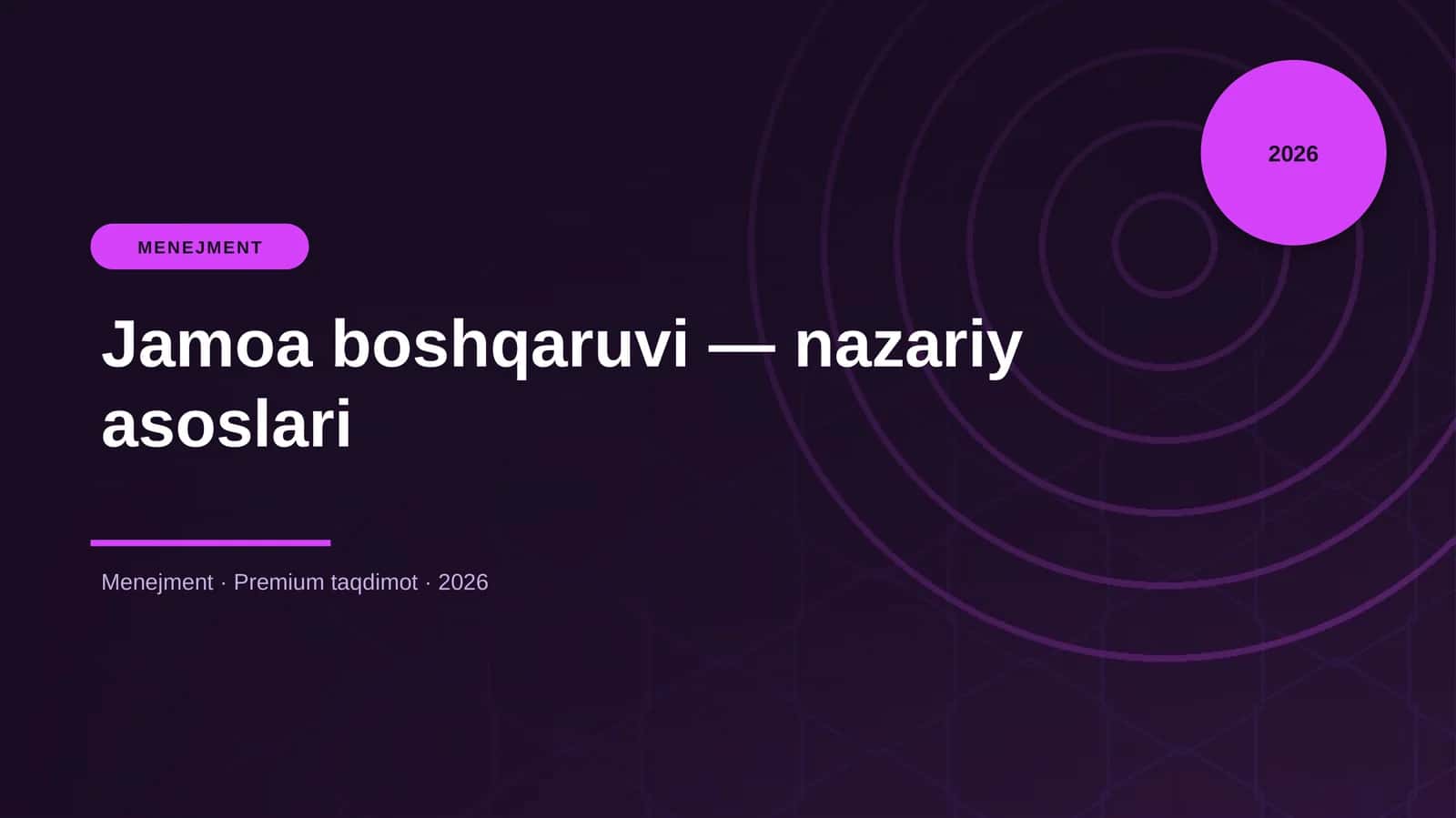 Jamoa boshqaruvi — nazariy asoslari