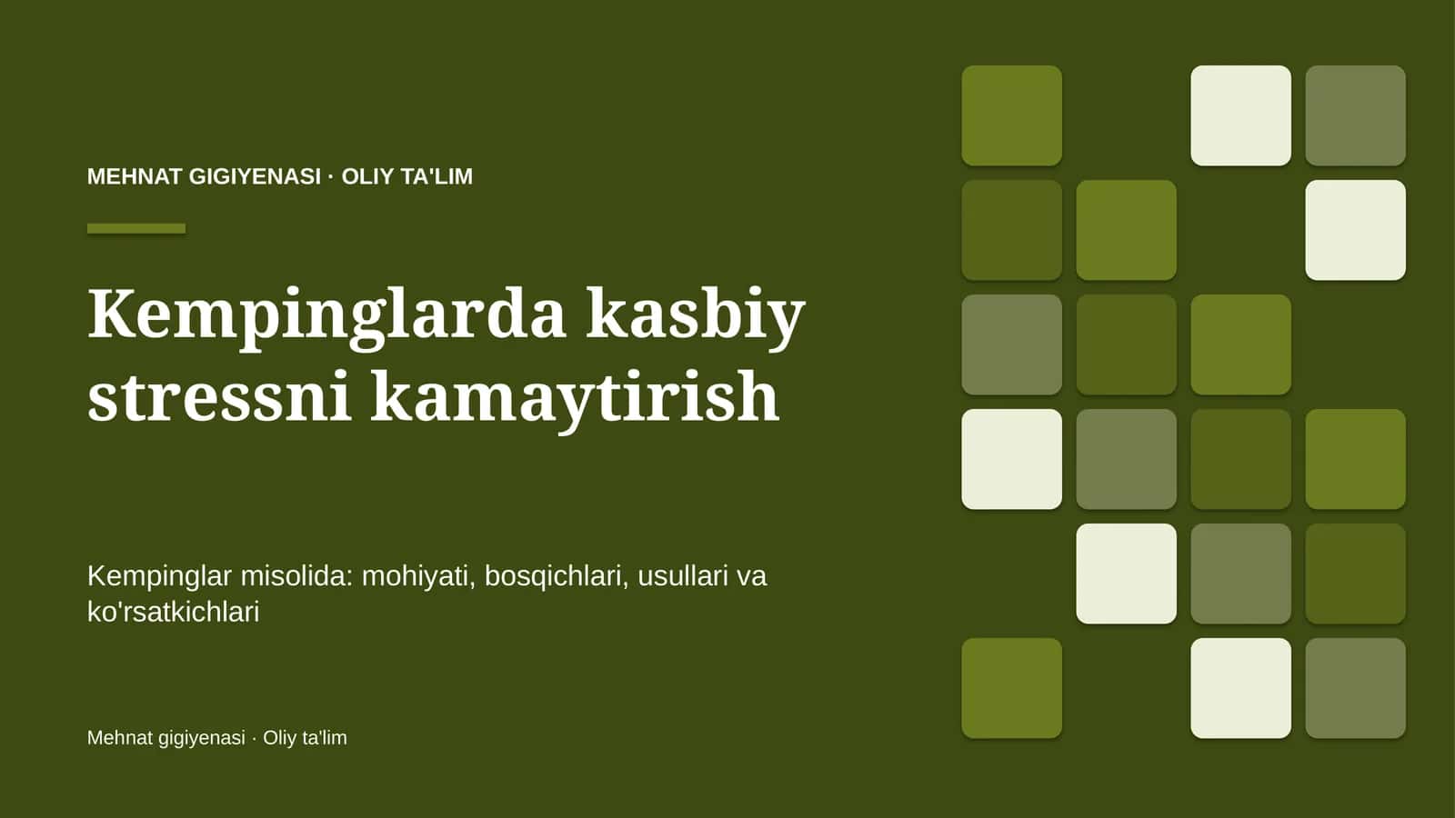Kempinglarda kasbiy stressni kamaytirish
