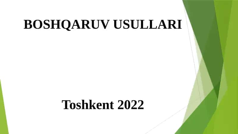 BOSHQARUV USULLARI